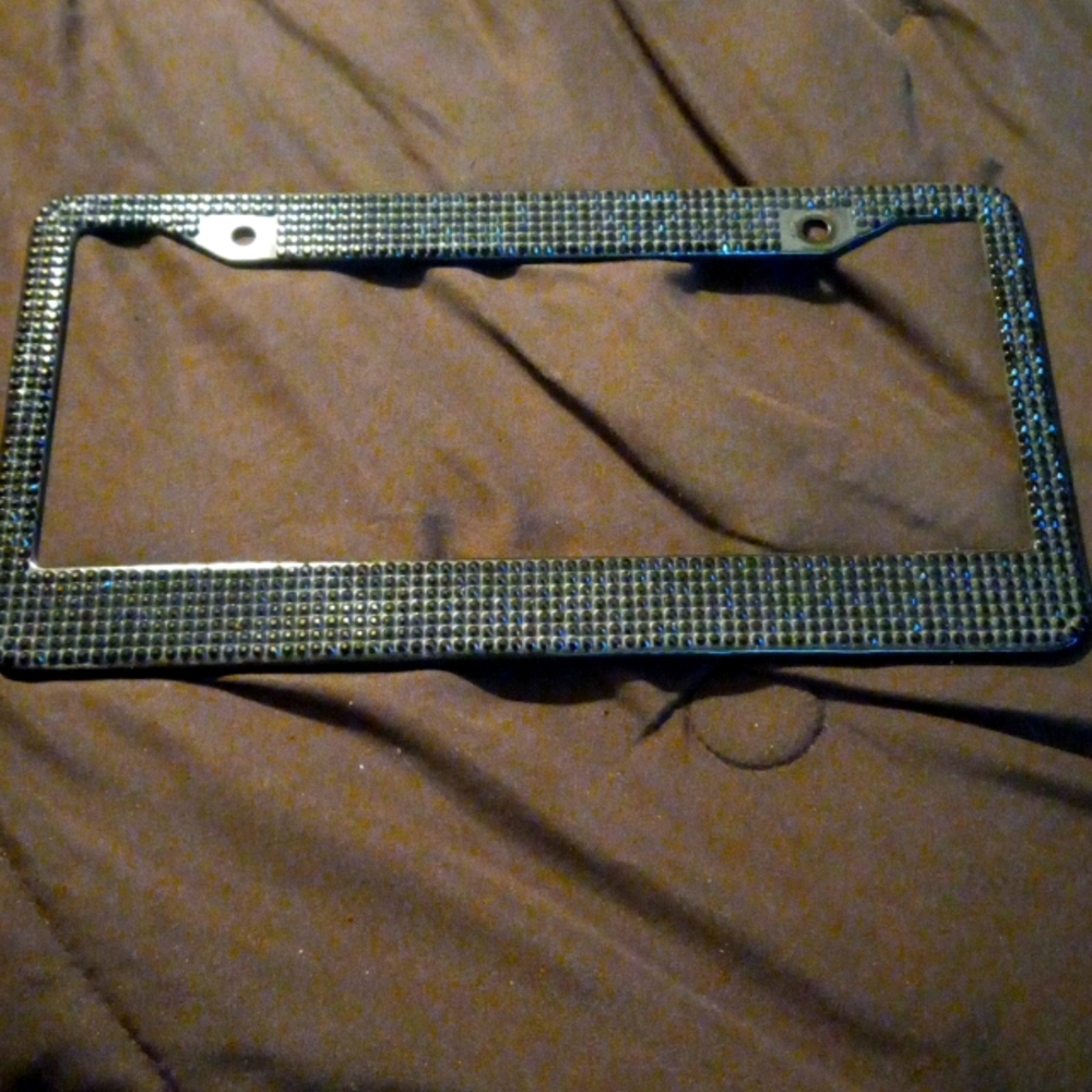 Plate Frame for license glass or stone bling done in Black on black metal